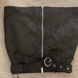 Belted suede skirt